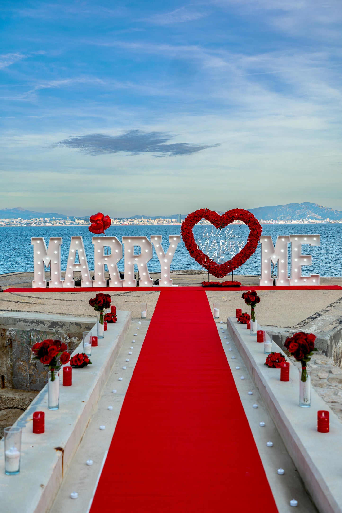 Marriage proposal LETTERS MARRY ME + HEART