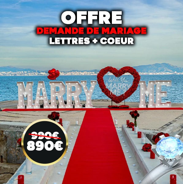 Marriage proposal LETTERS MARRY ME + HEART